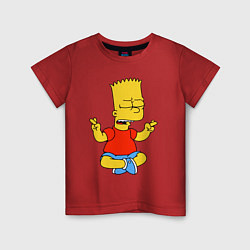Футболка хлопковая детская Барт Симпсон - сидит со скрещенными пальцами, цвет: красный