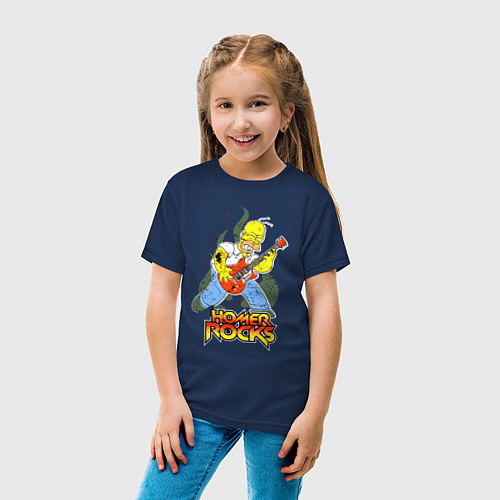 Детская футболка Гомер - рок гитарист / Тёмно-синий – фото 4