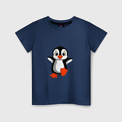 Футболка хлопковая детская Маленький крошка пингвин, цвет: тёмно-синий