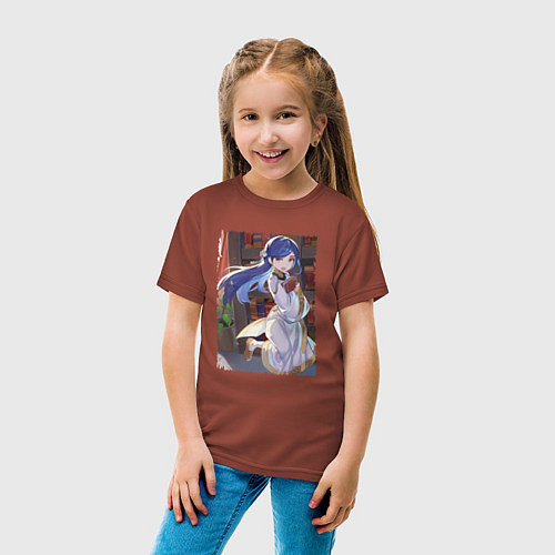 Детская футболка Майн в платье - Власть книжного червя / Кирпичный – фото 4