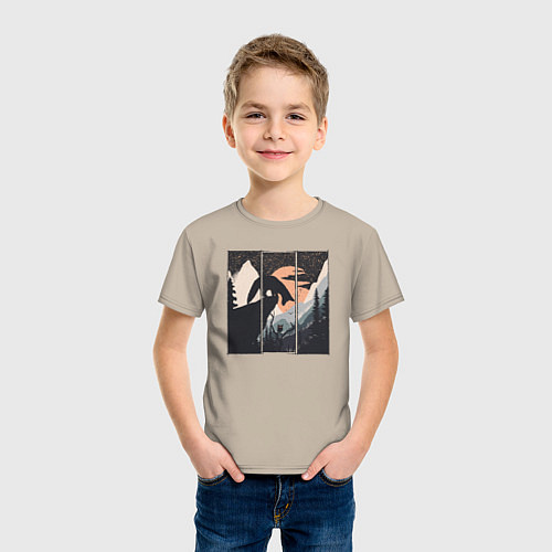 Детская футболка Оранжевая луна и лисёнок / Миндальный – фото 3