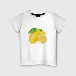 Футболка хлопковая детская Сочные лимоны, цвет: белый