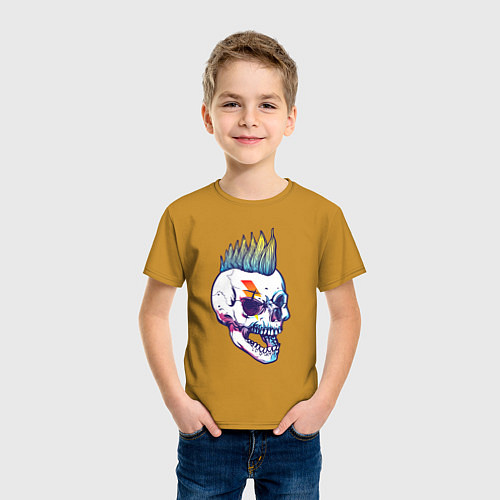Детская футболка Череп-панк с ирокезом / Горчичный – фото 3