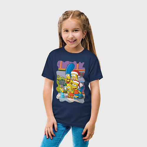Детская футболка Мардж Симпсон испекла новогоднее печенье / Тёмно-синий – фото 4