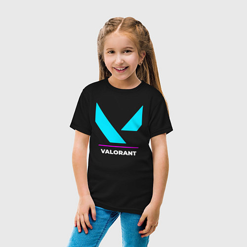 Детская футболка Символ Valorant в неоновых цветах / Черный – фото 4