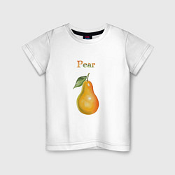 Футболка хлопковая детская Pear груша, цвет: белый