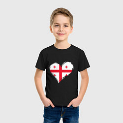 Футболка хлопковая детская Сердце - Грузия, цвет: черный — фото 2