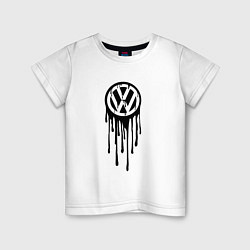 Футболка хлопковая детская Volkswagen - art logo, цвет: белый