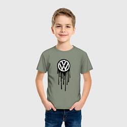 Футболка хлопковая детская Volkswagen - art logo, цвет: авокадо — фото 2