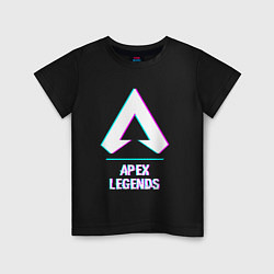 Футболка хлопковая детская Apex Legends в стиле glitch и баги графики, цвет: черный