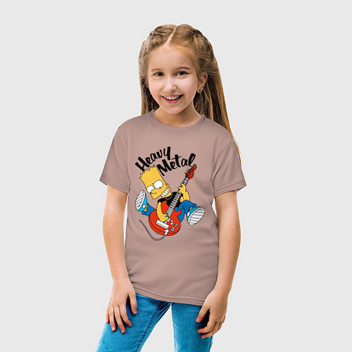 Детская футболка Барт Симпсон - гитарист - heavy metal / Пыльно-розовый – фото 4