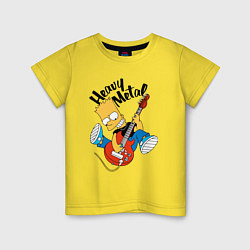 Футболка хлопковая детская Барт Симпсон - гитарист - heavy metal, цвет: желтый