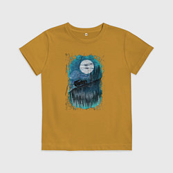 Футболка хлопковая детская Ночное бездорожье, цвет: горчичный