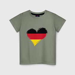 Футболка хлопковая детская Сердце - Германия, цвет: авокадо