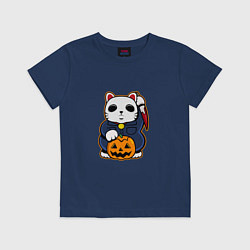Футболка хлопковая детская Cat Halloween, цвет: тёмно-синий