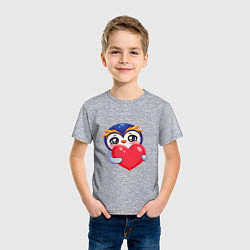 Футболка хлопковая детская Пингвиненок с сердцем, цвет: меланж — фото 2