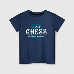 Футболка хлопковая детская Пожизненный член команды по шахматам, цвет: тёмно-синий