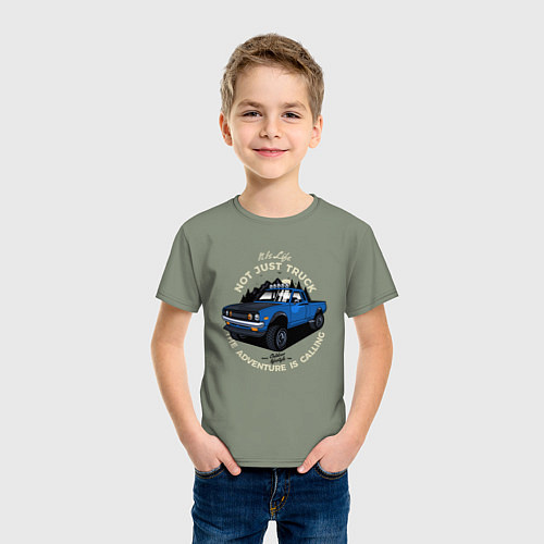 Детская футболка Путешественник - внедорожник / Авокадо – фото 3