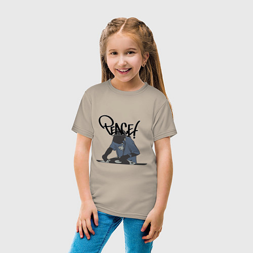 Детская футболка Peace DJ / Миндальный – фото 4