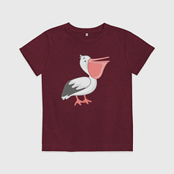 Футболка хлопковая детская Пеликан удивлён, цвет: меланж-бордовый