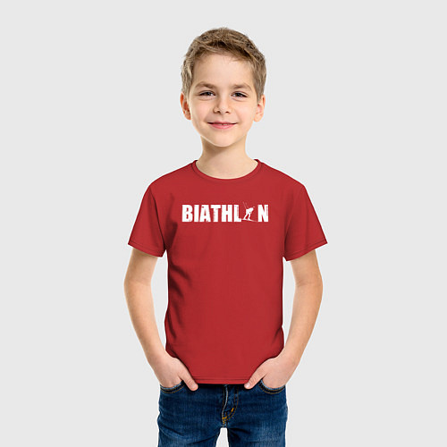 Детская футболка Биатлон лого / Красный – фото 3