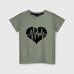 Футболка хлопковая детская Кардиограмма сердца, цвет: авокадо