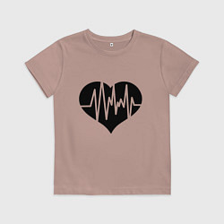 Футболка хлопковая детская Кардиограмма сердца, цвет: пыльно-розовый