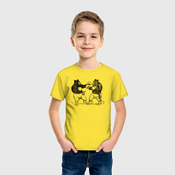 Футболка хлопковая детская Медведи боксеры, цвет: желтый — фото 2