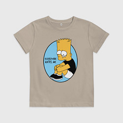 Футболка хлопковая детская Everyone hates me!, цвет: миндальный