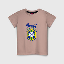 Футболка хлопковая детская Brasil Football, цвет: пыльно-розовый