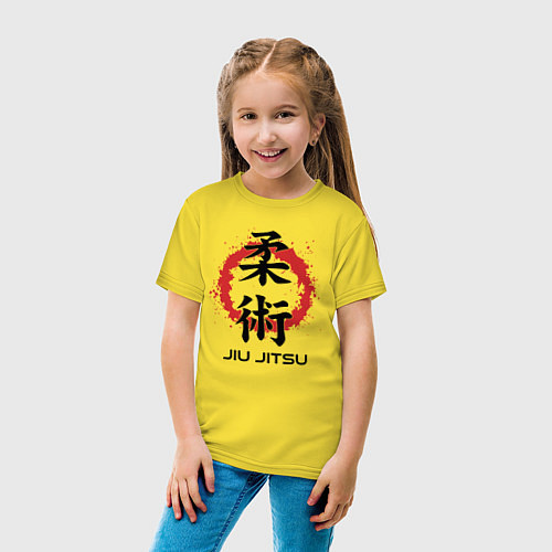 Детская футболка Jiu jitsu red splashes logo / Желтый – фото 4