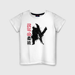Футболка хлопковая детская Jiu-jitsu splashes, цвет: белый