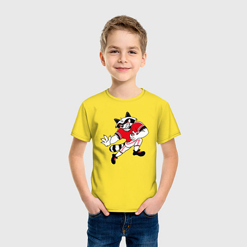 Детская футболка Енот американский футболист / Желтый – фото 3
