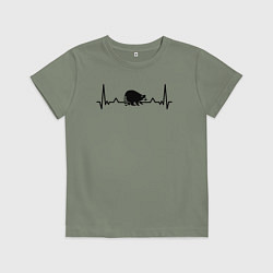 Футболка хлопковая детская Енот в биении сердца, цвет: авокадо