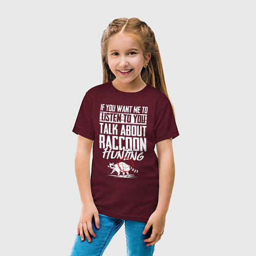 Детская футболка Если хочешь чтобы я тебя слушал, поговорим об охот / Меланж-бордовый – фото 4
