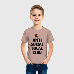 Футболка хлопковая детская Anti social local club, цвет: пыльно-розовый — фото 2