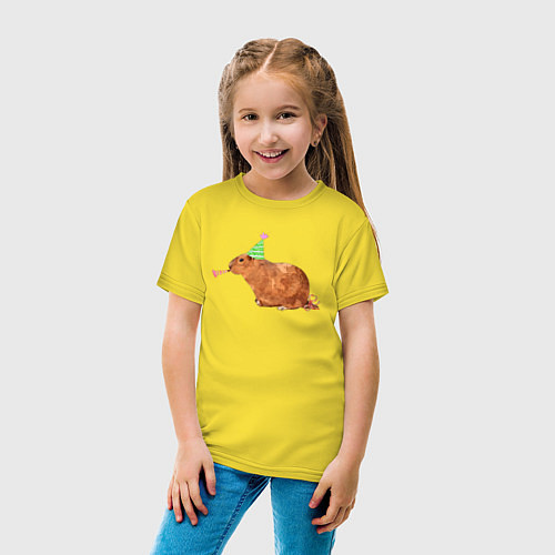 Детская футболка Капибара празднует / Желтый – фото 4