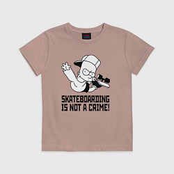 Футболка хлопковая детская Skateboarding is not a crime!, цвет: пыльно-розовый