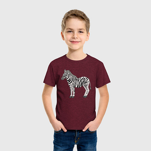 Детская футболка Милая зебра / Меланж-бордовый – фото 3