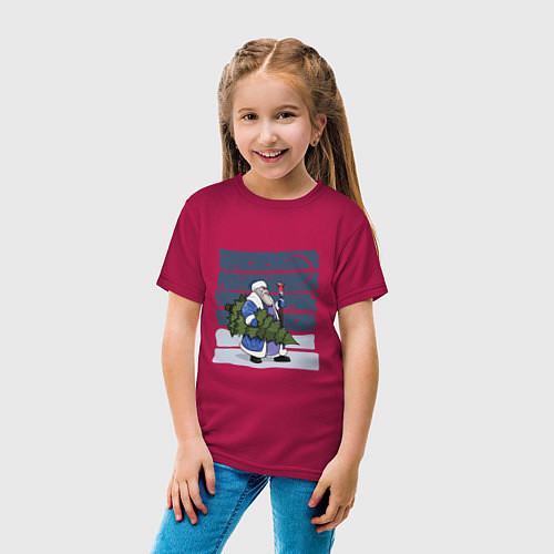 Детская футболка Дед Мороз Идет / Маджента – фото 4