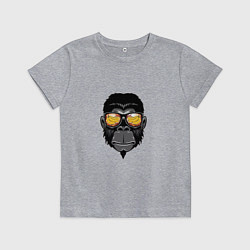 Футболка хлопковая детская Примат в крутых очках, цвет: меланж