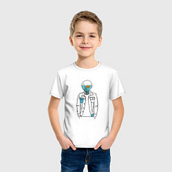 Футболка хлопковая детская Человек аквариум, цвет: белый — фото 2