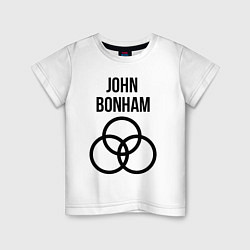 Футболка хлопковая детская John Bonham - Led Zeppelin - legend, цвет: белый