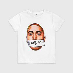 Футболка хлопковая детская My name is - Eminem, цвет: белый