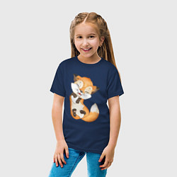 Футболка хлопковая детская Довольная радостная лисичка, цвет: тёмно-синий — фото 2
