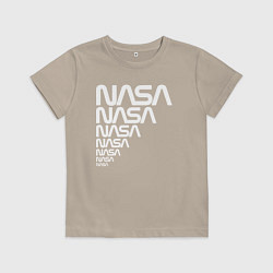 Футболка хлопковая детская Nasa надписи, цвет: миндальный