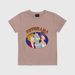 Футболка хлопковая детская Fry Bender Leela, цвет: пыльно-розовый