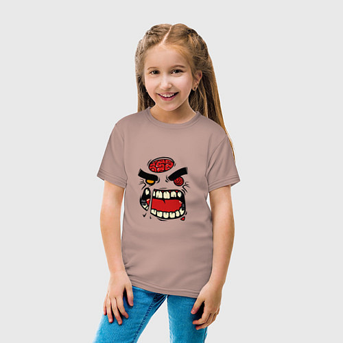 Детская футболка Лицо ужасного чудовища / Пыльно-розовый – фото 4
