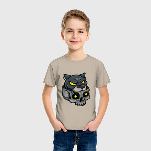 Детская футболка Череп пантеры / Миндальный – фото 3