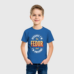 Футболка хлопковая детская Because Im the Fedor and Im awesome, цвет: синий — фото 2